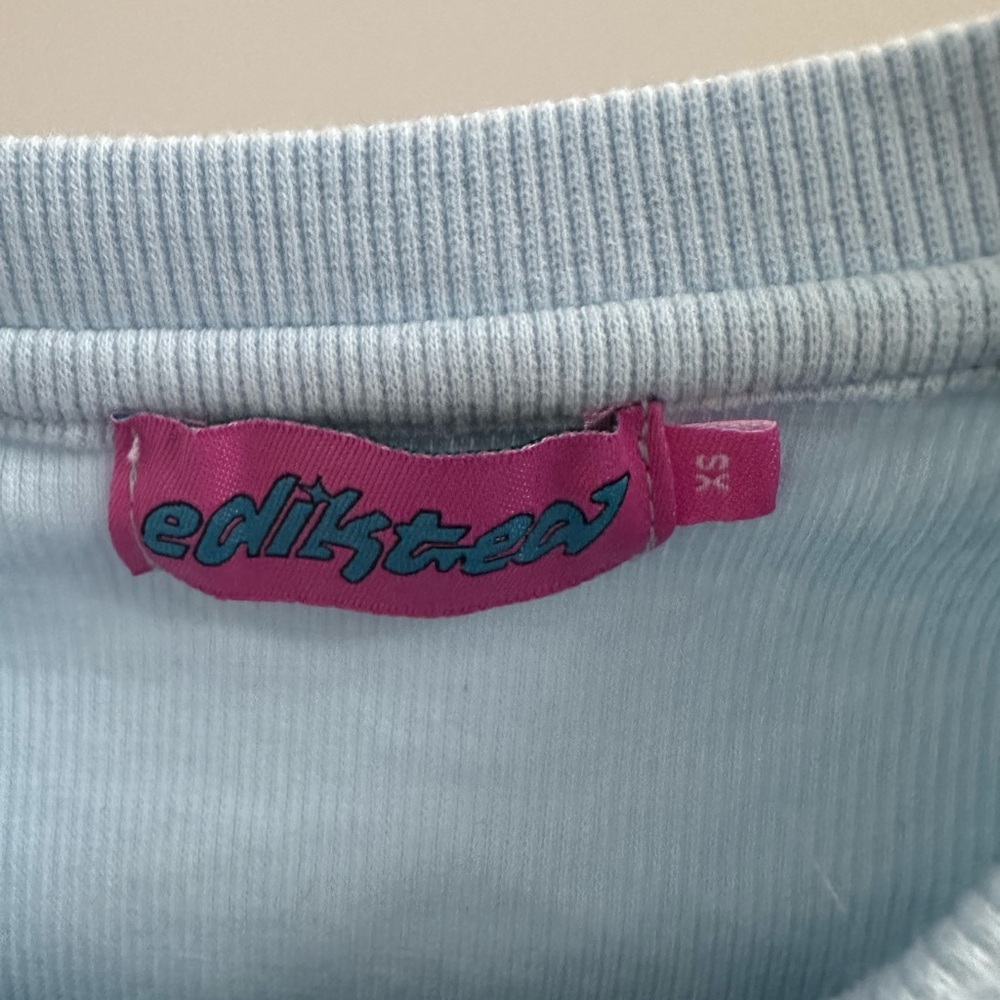 Edikted Coffee Break Sky Blue Long Sleeve Top - Picture 4 of 5